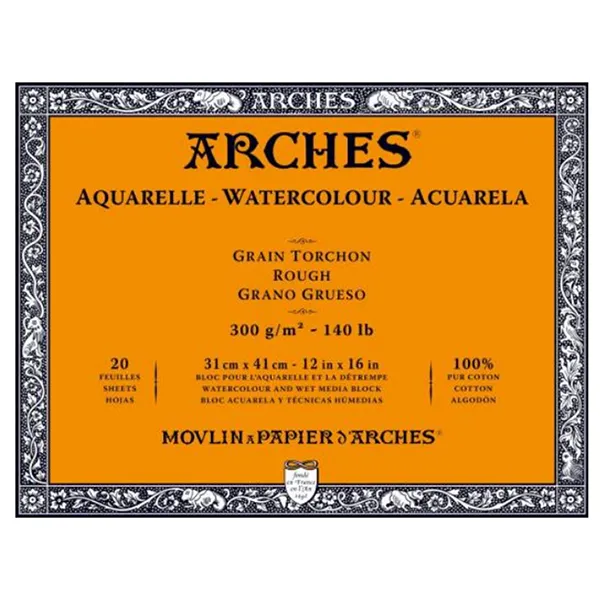 Bloc para Acuarela Arches Grano Grueso 300 gr. 31×41 cm 20 Hojas