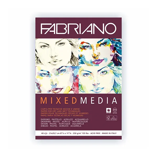 Bloc Fabriano p/Técnica Mixta A4 250g