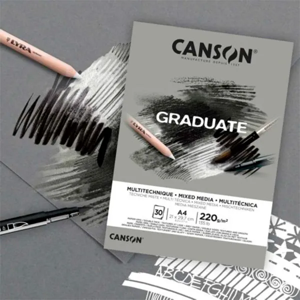 Bloc Canson® Mixed Media Graduate Gris A4 30 hojas 220 gm - Imagen 2
