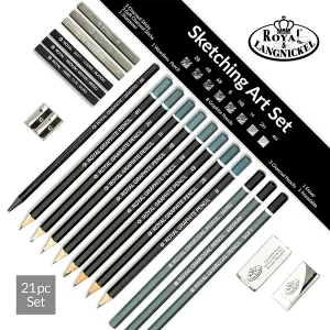 Set de Lápices y Carbón Royal & Langnickel Essentials p/ Bosquejos (21 piezas)