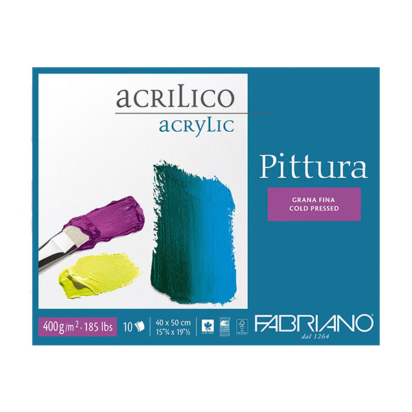 Bloc Fabriano Pittura p/Acrílico 30×40 cm 400 gsm 10h