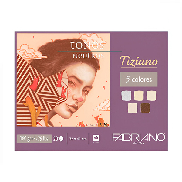 Bloc Fabriano Tiziano Tonos Neutros 32×41 cm 20h 160 gsm
