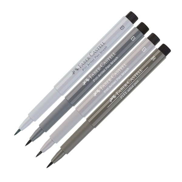 Marcadores Pitt Artist Pen Comic Shading Faber-Castell Set x4 - Imagen 2