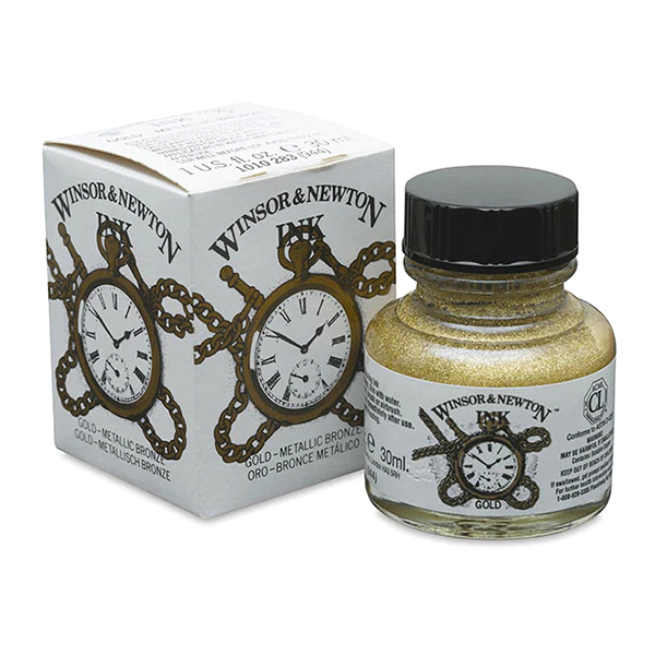 Tinta China Oro p/Dibujo Winsor & Newton 30 ml. - Imagen 2