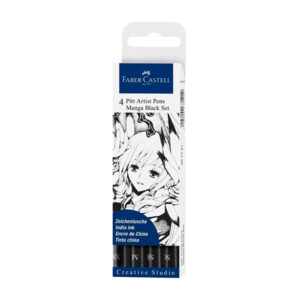 Marcadores Pitt Artist Pen Manga Negro Faber-Castell Set x4